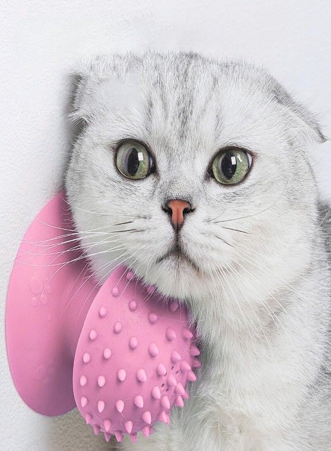 MIXNEX Cat Self Groomer with Suction Cups – Wall-Mounted Pet Massage Brush for Itching & Fur Shedding – Cat Scratch and Rub Toy for Indoor Cats – Easy to Install, 7x7x7.5cm (Pink) - Image 1